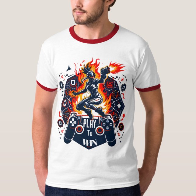 Camiseta PlayStation Gaming Fire Energy Controller Art (Anverso)