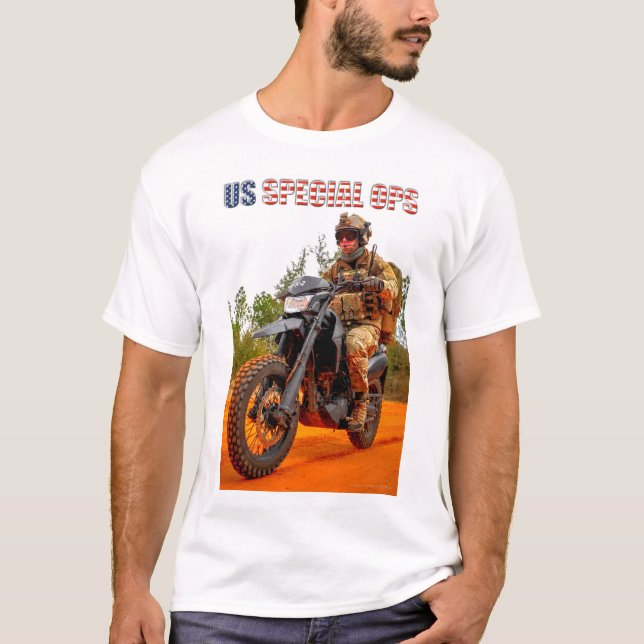 Camiseta PLAZA COMBAT DE EE. UU. - Motocicleta Ops especial (Anverso)