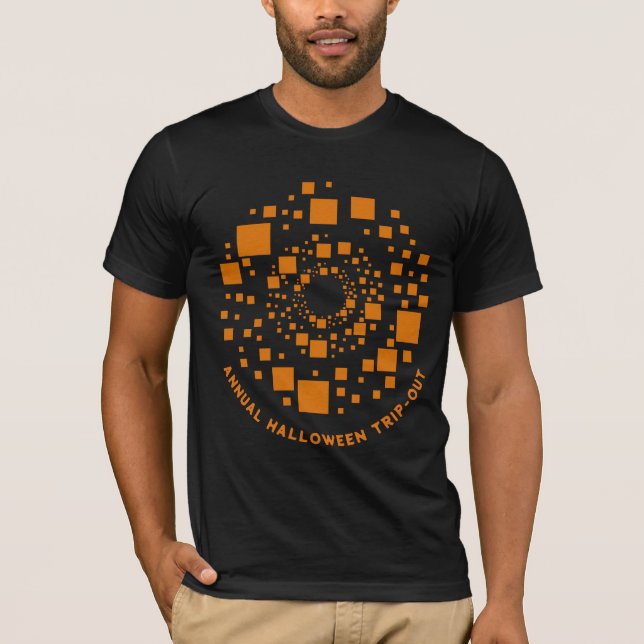 Camiseta Plaza de Círculos Negros Naranja de Halloween (Anverso)