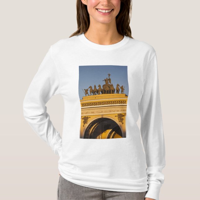Camiseta Plaza Dvortsovaya, Arco de Triunfo, puesta de sol (Anverso)