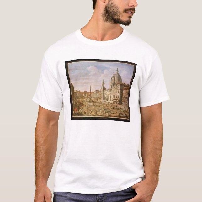 Camiseta Plaza Navona, Roma, pareciendo del sur hacia (Anverso)