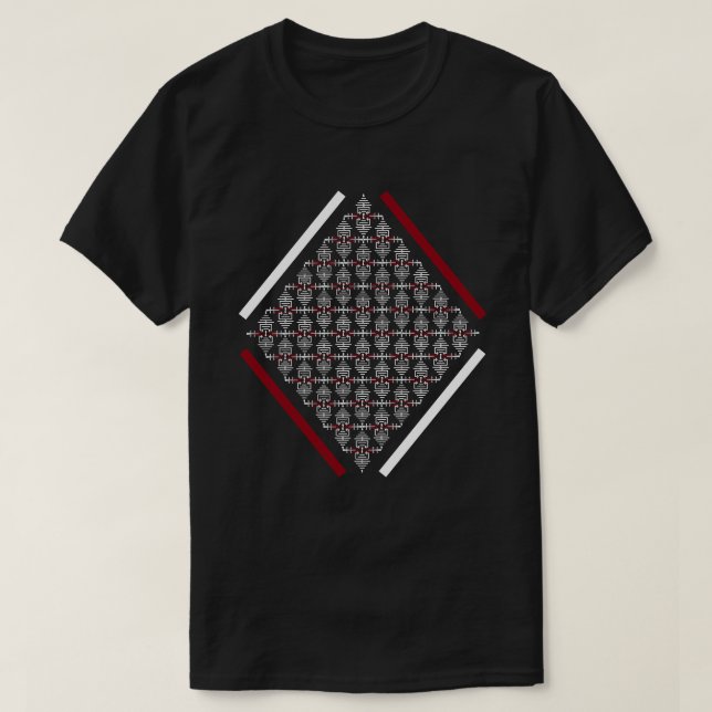 Camiseta Plaza Roja y Blanca con patrones de inspiración as (Diseño del anverso)