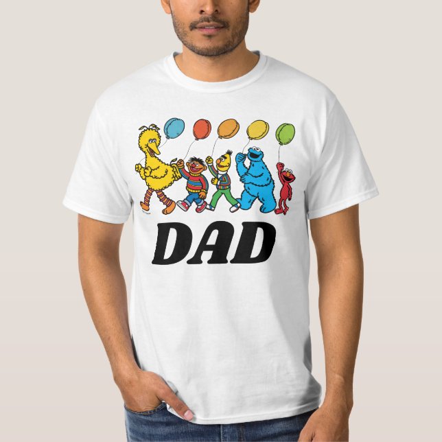 Camiseta Plaza Sésamo | Globos de cumpleaños - Dad T-Shi (Anverso)