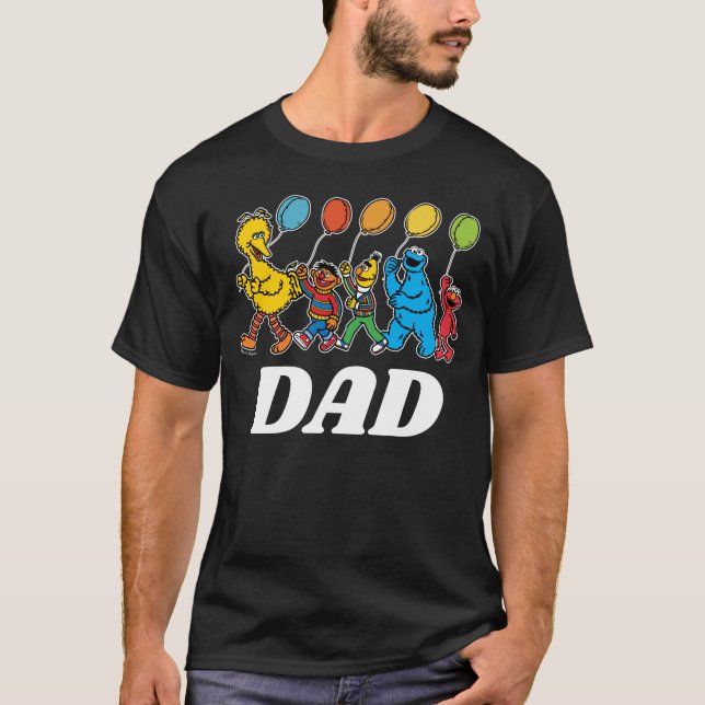 Camiseta Plaza Sésamo | Globos de cumpleaños - Dad T-Shi (Anverso)