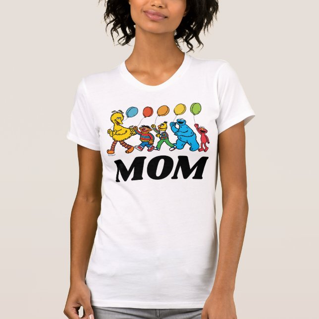 Camiseta Plaza Sésamo | Globos de cumpleaños - Mamá (Anverso)