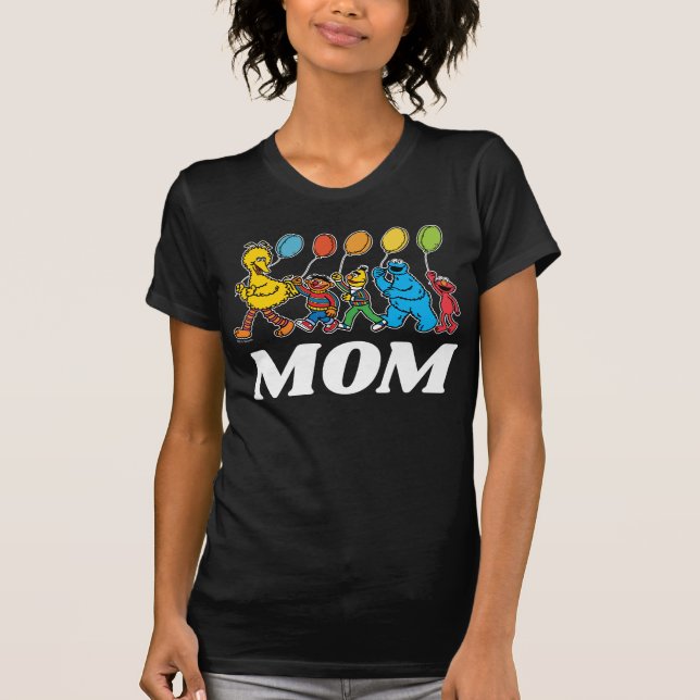 Camiseta Plaza Sésamo | Globos de cumpleaños - Mamá T-Shi (Anverso)