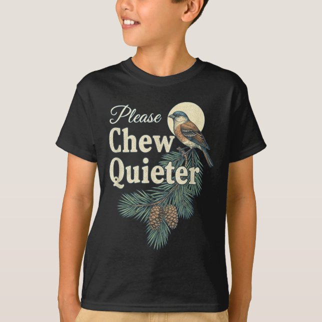 Camiseta Please Chew Quieter Christmas Funny Novelty  (Anverso)