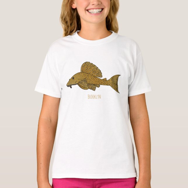 Camiseta Pleco fish cartoon illustration  (Anverso)