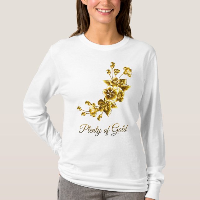 Camiseta Plenty of Gold Elegant Floral White & Gold (Anverso)