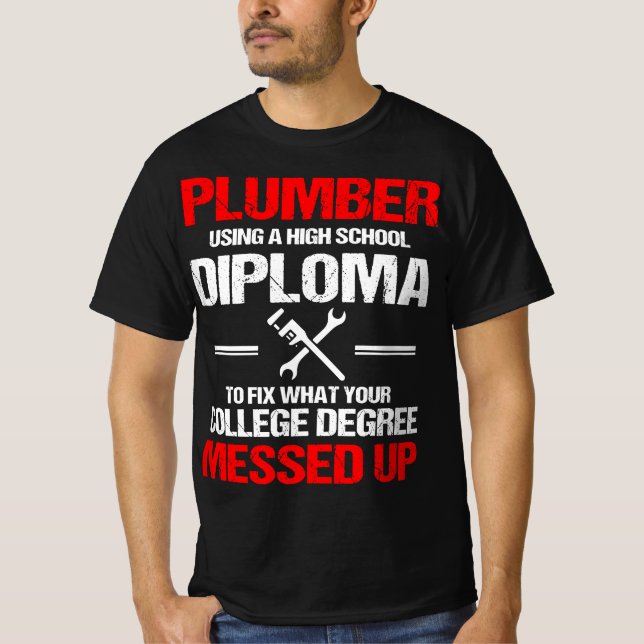 Camiseta Plomería del Diploma Orgulloso de Plomo de la Escu (Anverso)