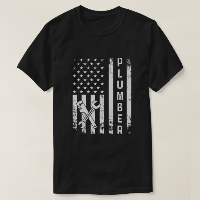 Camiseta Plomero Bandera Americana Plomería (Diseño del anverso)