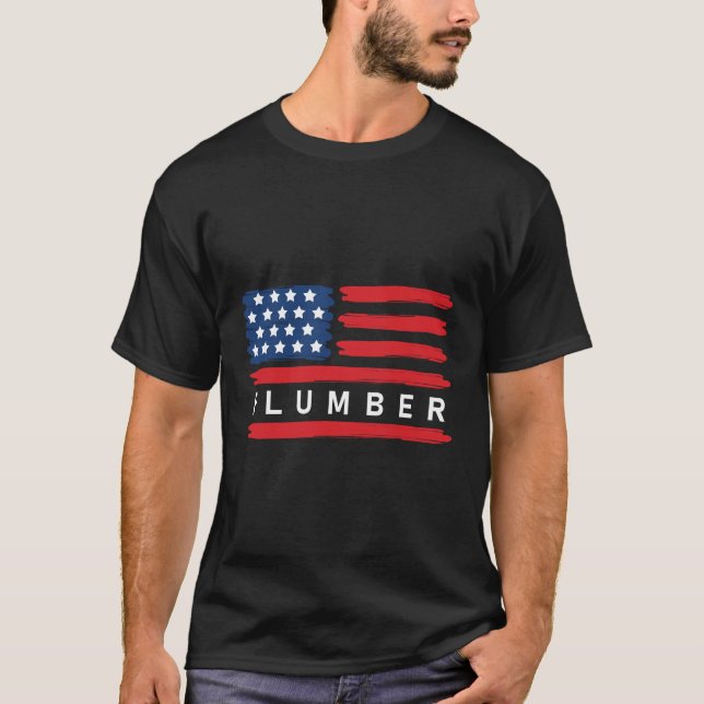 Camiseta Plomero Bandera Americana Plomería (Anverso)