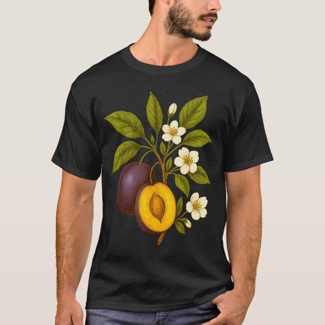 Camiseta Plum Botanical Fruit Graphic Orchard Farm Nature A (Anverso)