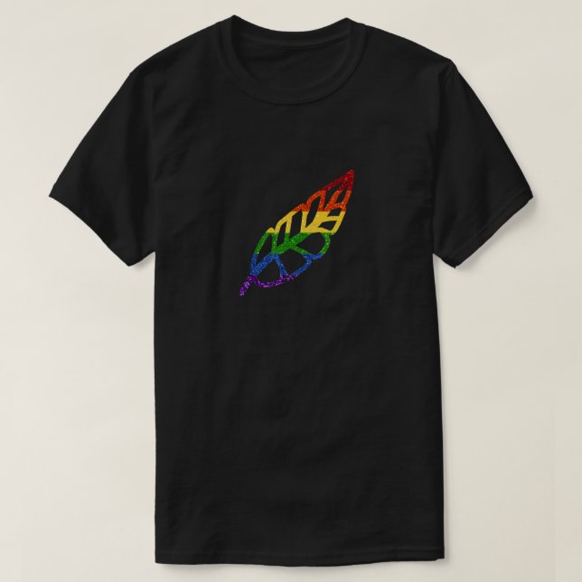 Camiseta Pluma arcoiris Purpurina LGBT (Diseño del anverso)