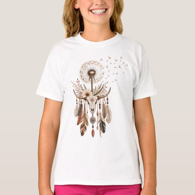 Camiseta Pluma Boho Diente de León Occidental (Anverso)