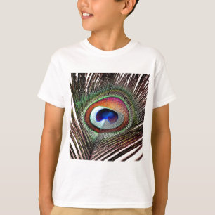 Camiseta Pluma Colorida de Pavo Real de Cobre