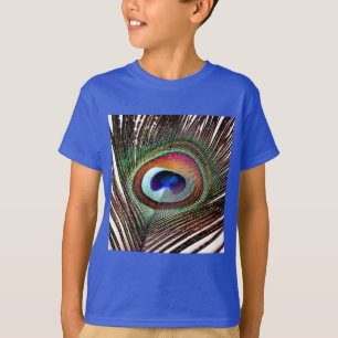 Camiseta Pluma Colorida de Pavo Real de Cobre