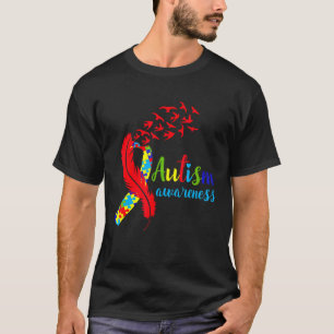 Camiseta Pluma de concienciación sobre el autismo con pieza