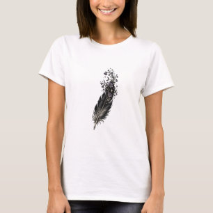 Camiseta Pluma de cuervo floreciendo en violetas