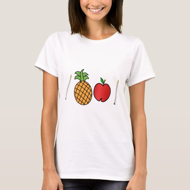 Camiseta pluma de la manzana de la piña de la pluma (Anverso)