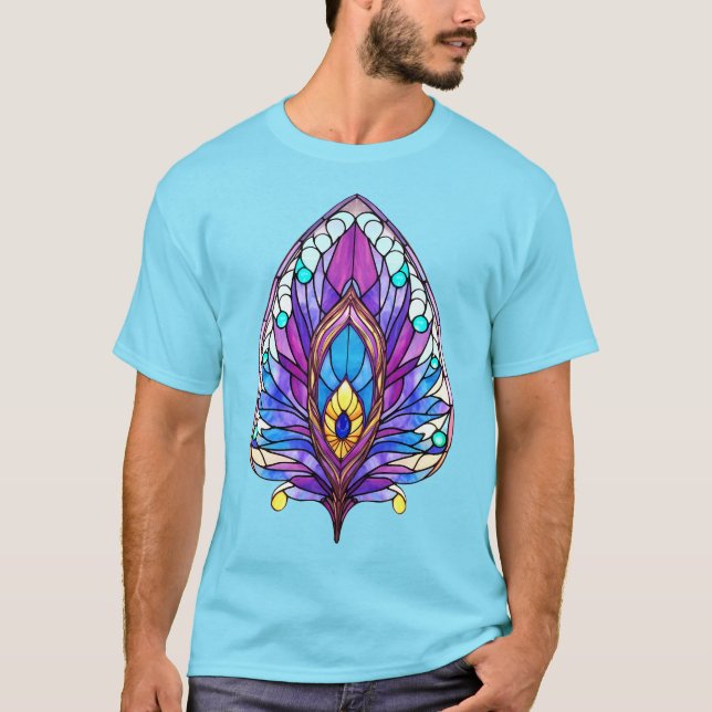 Camiseta Pluma de pavo real de vidrio templado de estilo Ar (Anverso)
