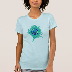 Camiseta Pluma de pavo real en turquesa y azul cobalto