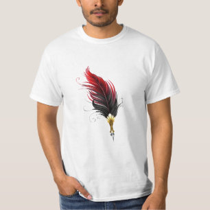 Camiseta Pluma de plumas rojas con nido de oro