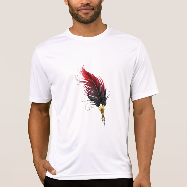 Camiseta Pluma de plumas rojas con nido de oro (Anverso)