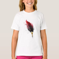 Pluma de plumas rojas con nido de oro