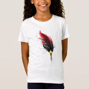 Camiseta Pluma de plumas rojas con nido de oro