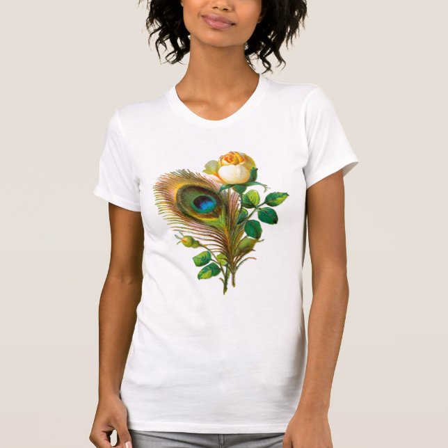 Camiseta Pluma del pavo real y subió (Anverso)