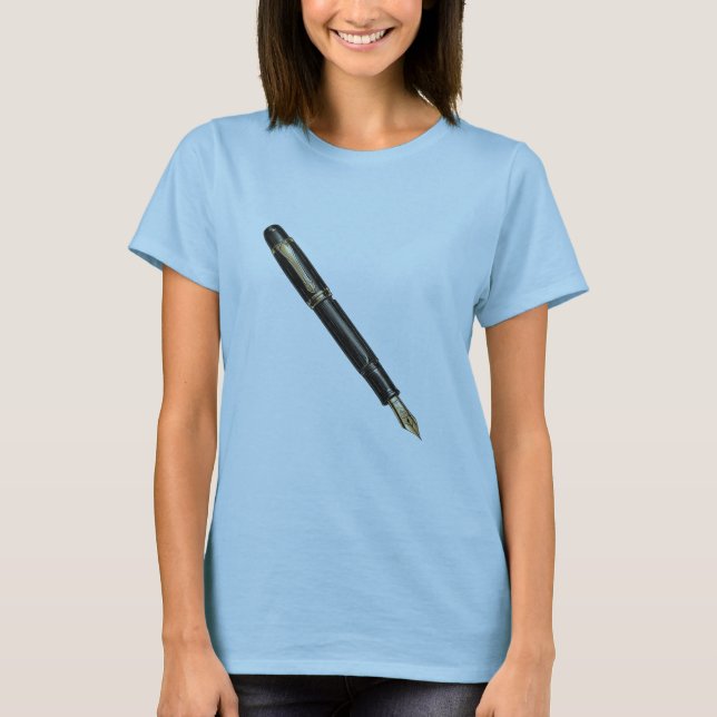 Camiseta Pluma elegante para la fuente de oro y negro (Anverso)