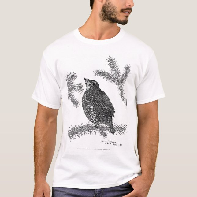 Camiseta Pluma y tinta norteamericanas del petirrojo (Anverso)