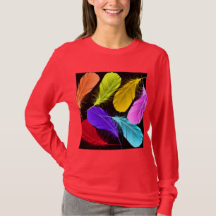 Camiseta Plumas coloreadas salvajes vivas intrépidas en