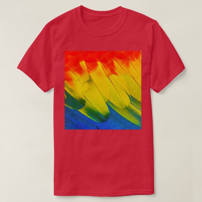 Camiseta plumas de loro coloridas (Diseño del anverso)