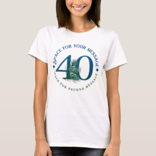 Camiseta Plumas de pavo real para el 40 cumpleaños o aniver