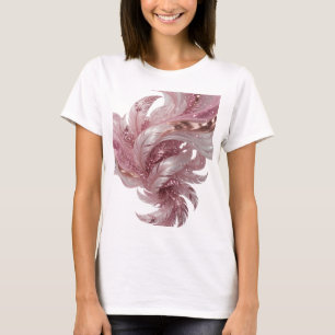 Camiseta Plumas rosadas de plata artística y estampado de b
