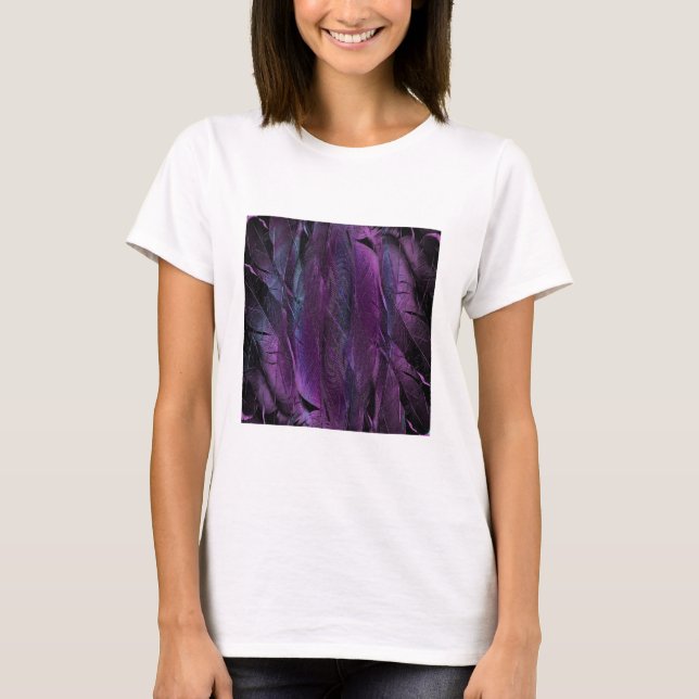 Camiseta Plumas violetas abstractas (Anverso)
