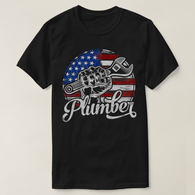Camiseta Plumber American Flag Plumbing Gift Pipe Llave Uu (Diseño del anverso)