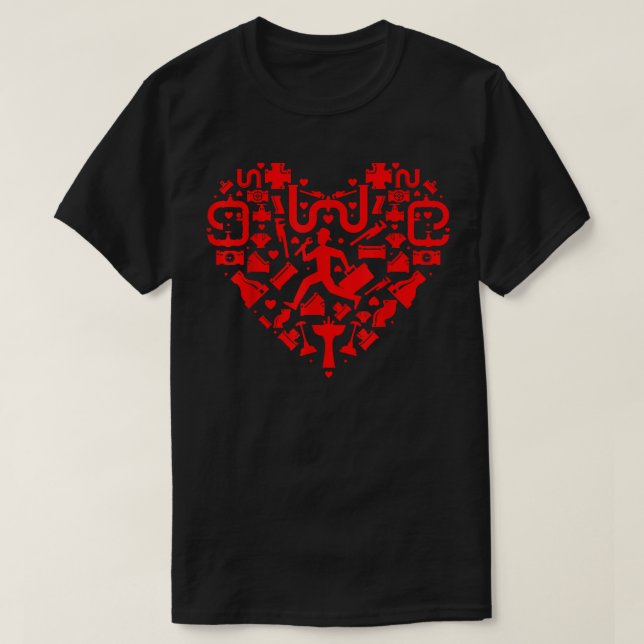 Camiseta Plumber Heart Shape Love Men Women Día de San Vale (Diseño del anverso)