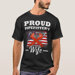 Camiseta Plumber Orgulloso Pipefitter Wife Bandera American