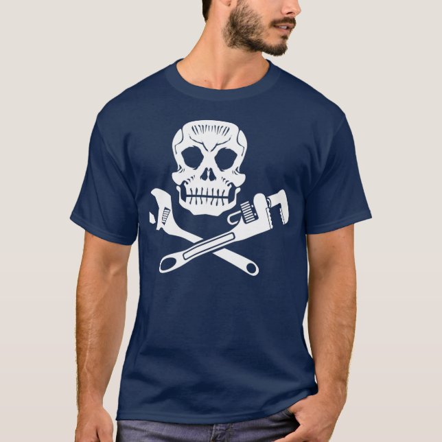 Camiseta Plumbers Skull Pipefitter Wrench Steamfitter (Anverso)
