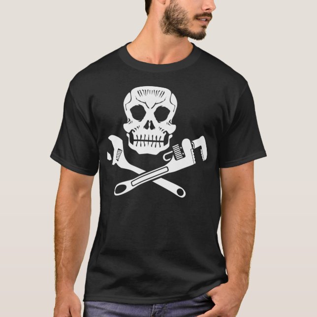 Camiseta Plumbers Skull Pipefitter Wrench Steamfitter (Anverso)