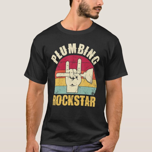Camiseta Plumbing rockstar, funny plumber, toilet plunger h (Anverso)