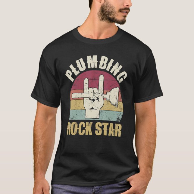 Camiseta Plumbing rockstar, funny plumber, toilet plunger h (Anverso)