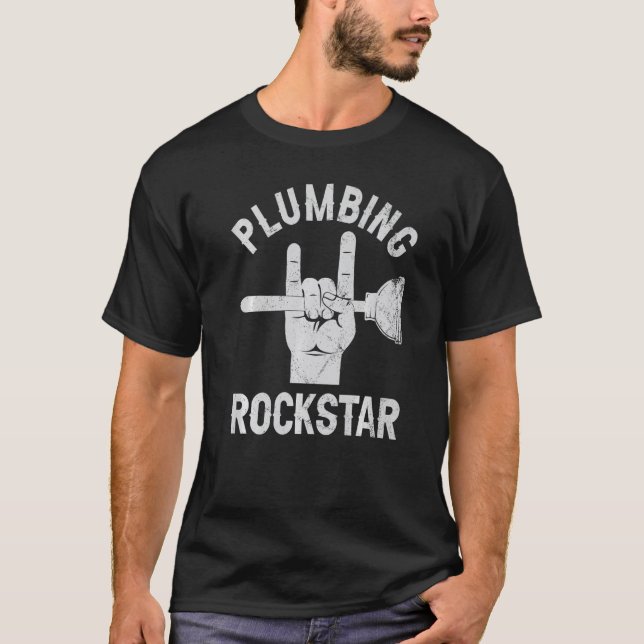 Camiseta Plumbing rockstar, funny plumber, toilet plunger h (Anverso)