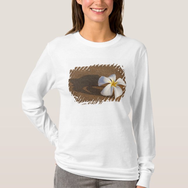 Camiseta Plumeria en la playa de arena, Maui, Hawaii, Estad (Anverso)