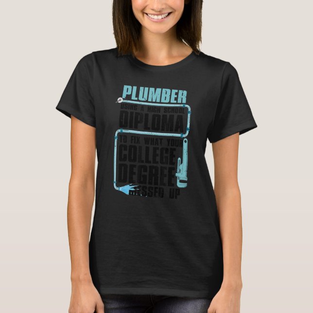 Camiseta Plumero Para Hombres Mujeres Pipefitter Pipe Plume (Anverso)