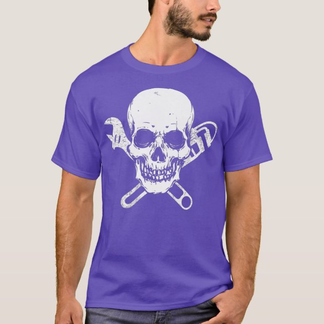 Camiseta Plumín Pipefitter Wrench Skull Premium (Anverso)