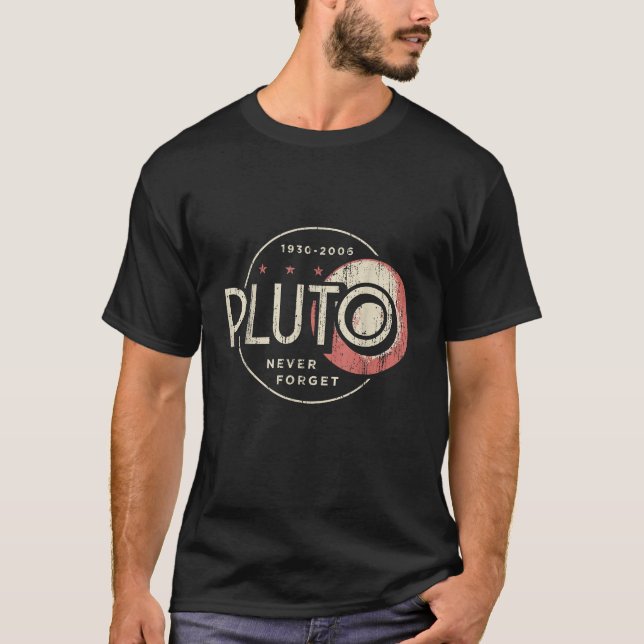 Camiseta Plutón nunca olvida la divertida ciencia retro (Anverso)